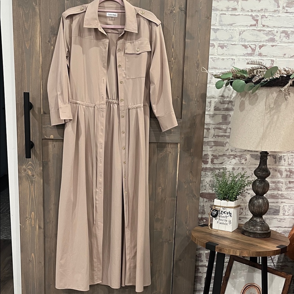 Calvin Klein Beige Button-Down Dress